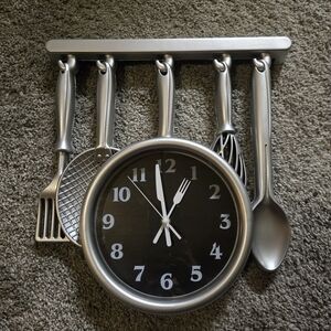Silver Utensil-Themed Wall Clock